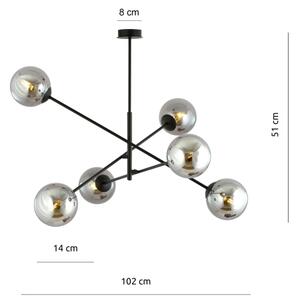Luster na tyči LINEAR 6xE14/10W/230V čierna/šedá