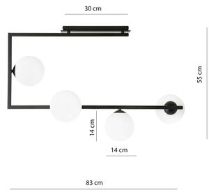 Luster na tyči SOMA 4xE14/10W/230V čierna/biela