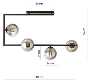 Luster na tyči SOMA 4xE14/10W/230V čierna/šedá
