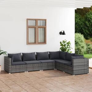 Maison Exclusive – 6-dielna záhradná súprava s vankúmi Poly Rattan Grey