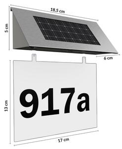 Domové číslo so solárnym LED osvetlením Deu 333, nerez / transparentná