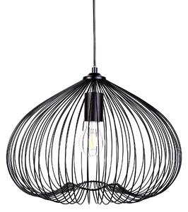 Závesná stropná lampa so žiarovkou čierne drôtené tienidlo v tvare klietky industriálny dizajn
