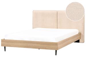 Posteľný rám béžové buklé čalúnenie dvojlôžko 180 x 200 cm čalúnené čelo MDF rám kovové nohy lamelový rošt moderný štýl spálňa