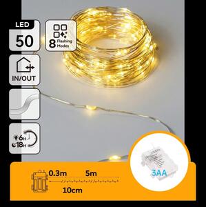 Aigostar - LED reťaz 50xLED/3xAA 5,3m teplá biela