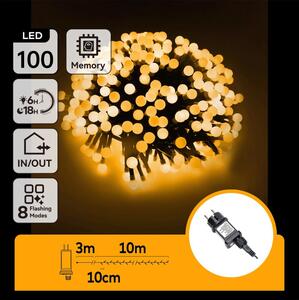 Aigostar - LED vonkajší dekoračný reťaz 100xLED/3,6W/230V/8 funkcií 10m IP44 teplá biela