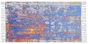 Koberec viacfarebný polyester a bavlna 80 x 150 cm ručne tkaný s abstraktným tlačeným vzorom