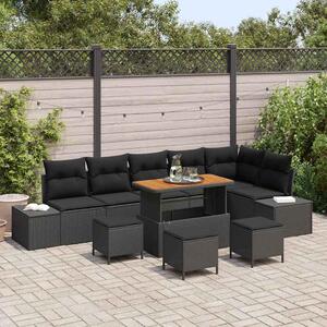 Maison Exclusive - Záhradný nábytok s vankúmi 10 ks ierny Poly-rattan