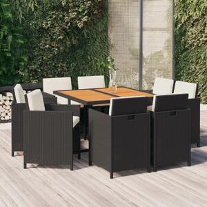 Maison Exclusive – 9-dielna záhradná jedálenská súprava s vankúmi Poly Rattan Black