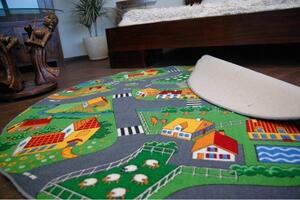 Dywany Lusczow Detský okrúhly koberec City velúrový