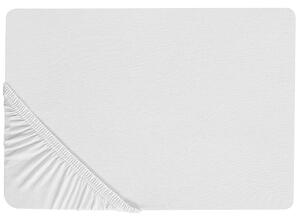 Napínacia posteľná plachta biela bavlnená 180 x 200 cm klasické prestieradlo s elastickým okrajom spálňa