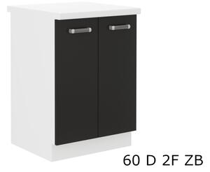 Kuchynská skrinka dolná dvojdverová s pracovnou doskou EPSILON 60 D 2F ZB, 60x82x60, čierna/biela