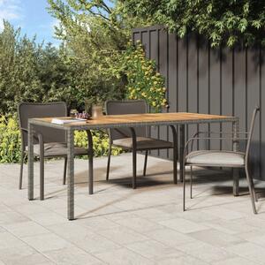 Maison Exclusive – Záhradný stôl 190 x 90 x 75 cm, poly ratan a akáciové drevo, sivá farba