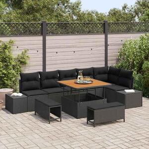 Maison Exclusive - Záhradný nábytok s vankúmi 9 ks ierny Poly-rattan