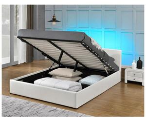 Tempo Kondela Manželská posteľ s RGB LED osvetlením, biela, 160x200, JADA NEW