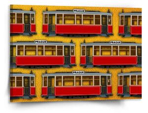 Sablio Obraz Pražské historické električky Žltý Pattern - 150x110 cm