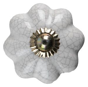 Biela keramická úchytka knopka v tvare kvety - Ø 4*4 cm - Clayre & Eef