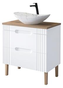 Comad Umývadlová skrinka Fiji s doskou a umývadlom 80 cm biela/dub coast evoke