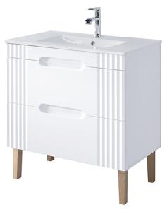 Comad Umývadlová skrinka Fiji so zápustným umývadlom 80 cm biela/dub coast evoke