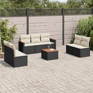 Maison Exclusive - 8-dielna záhradná sedacia súprava s podložkami polyratan čierna