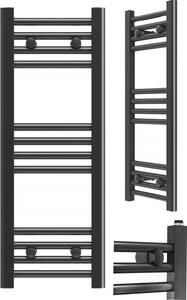 Granitan | Kúpeový radiátor Breno - 30x80 cm - ierny - moderný dizajn - ohrieva uterákov