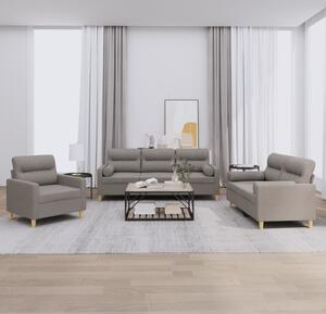 Maison Exclusive – 3-dielna sedacia súprava s vankúšmi, látka v odtieni taupe
