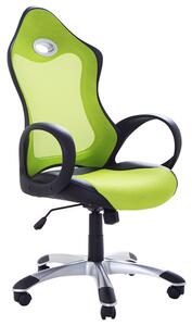 Otočná kancelárska stolička zelená naklápacie operadlo zo sieťoviny nastaviteľná výška sedadla ergonomické kreslo