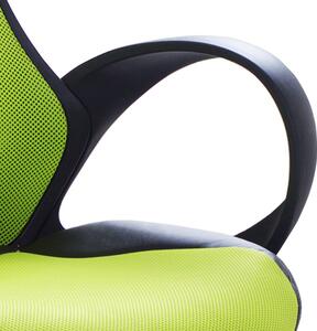Otočná kancelárska stolička zelená naklápacie operadlo zo sieťoviny nastaviteľná výška sedadla ergonomické kreslo