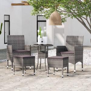 Maison Exclusive – 5-dielna záhradná súprava z polyrotangu v šedej farbe