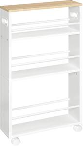 Úzky pojazdný kuchynský regál Vasagle Tonari 45 cm biely/hnedý