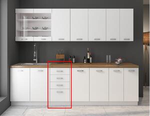 Kuchynská skrinka dolná s pracovnou doskou EKO WHITE 40D 4S, 40x85x60, biela