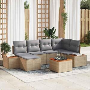 Maison Exclusive - Záhradný nábytok s vankúmi 7 ks Béový Poly-rattan