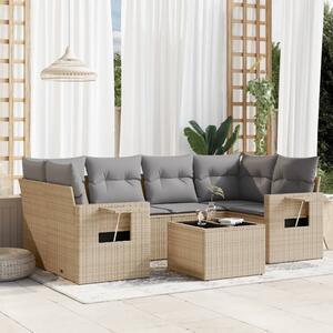 Maison Exclusive - 7-dielna záhradná sedacia súprava a vankúše béžová polyratan