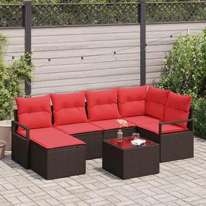 Maison Exclusive – Sedacia súprava, 7 kusov, hnedá [syntetický materiál]: polyratan