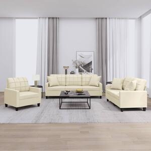 Maison Exclusive – 3-dielna sedacia súprava s vankúmi, krémová umelá koa