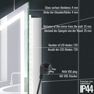 AQUAMARIN kúpeľňové zrkadlo s LED osvetlením, 120 x 80 cm