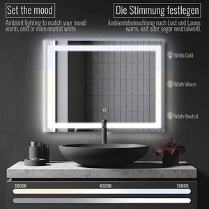AQUAMARIN kúpeľňové zrkadlo s LED osvetlením, 120 x 80 cm