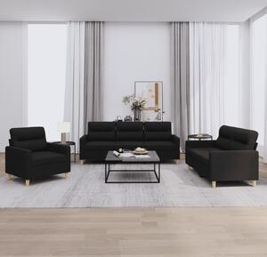Maison Exclusive – 3-dielna sedacia súprava s vankúmi, ierna látka
