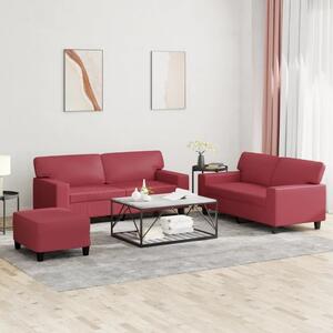 Maison Exclusive – 3-dielna sedacia súprava, vínovoervená, umelá koa