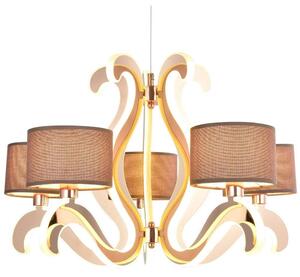 Päťramenné závesné svetlo AMBROSIA - 5xE14, 40W + LED 43,4W, 2800K (teplá biela), medené
