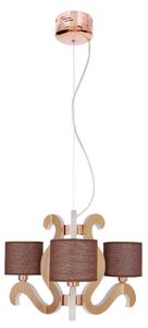Trojramenné závesné svetlo AMBROSIA - 3xE14, 40W + LED 18,4 W, 2800K (teplá biela), medené