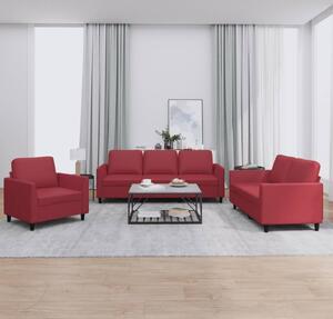 Maison Exclusive – 3-dielna sedacia súprava s vankúšmi, vínovočervená umelá koža