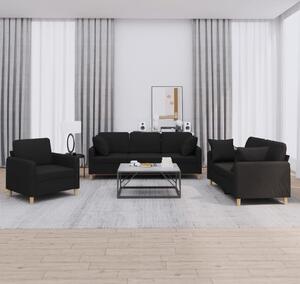 Maison Exclusive – 3-dielna sedacia súprava s vankúmi, ierna látka