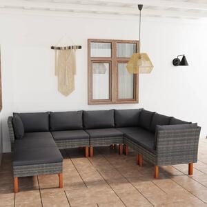 Maison Exclusive – 8-dielna záhradná súprava s vankúšmi, poly ratan, sivá