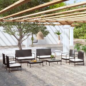 Maison Exclusive – 8-dielna záhradná súprava s poduškami z polyratanu, čierna
