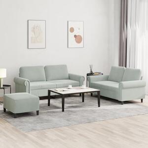 Maison Exclusive – 3-dielna sedacia súprava s vankúmi, svetlosivý zamat