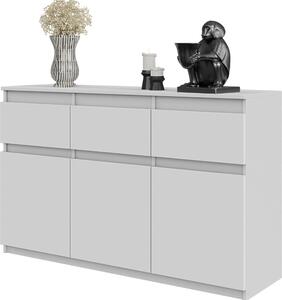 FURNICA - NOAH - Komoda s 3 zásuvkami a 3 dvierkami - biela matná V75cm Š120cm H35cm