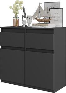 FURNICA - NOAH - Komoda s 2 zásuvkami a 2 dvierkami - antracitovo sivá V75cm Š80cm H35cm