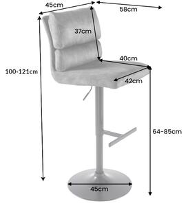 Dizajnová barová otočná stolička Frank sivý menčester