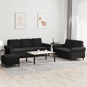 Maison Exclusive – 3-dielna sedacia súprava s vankúšmi, čierny zamat