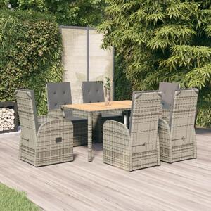 Maison Exclusive – 7-dielna záhradná jedálenská súprava s vankúmi, sivá, polyratan
